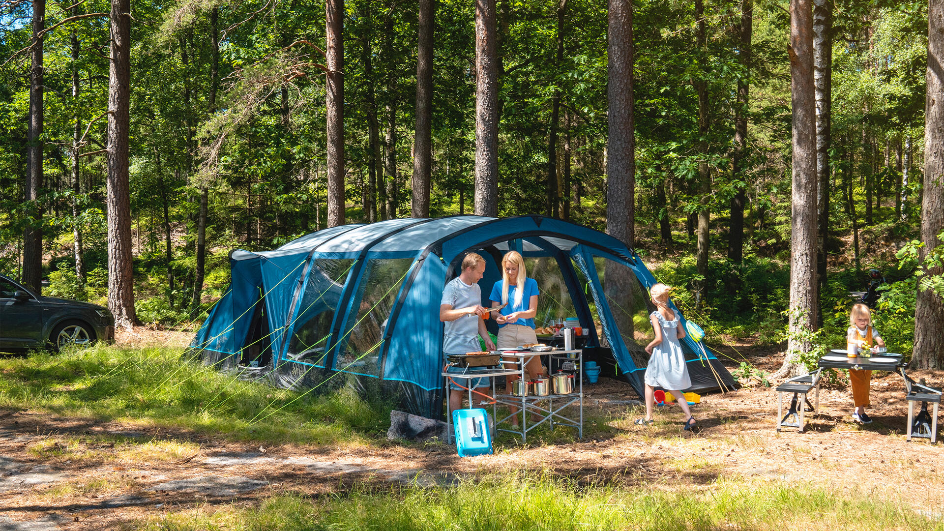 Forside -Kuppeltelte Butik Kampa 0000 Kampa Tent Inflatable Family Forest